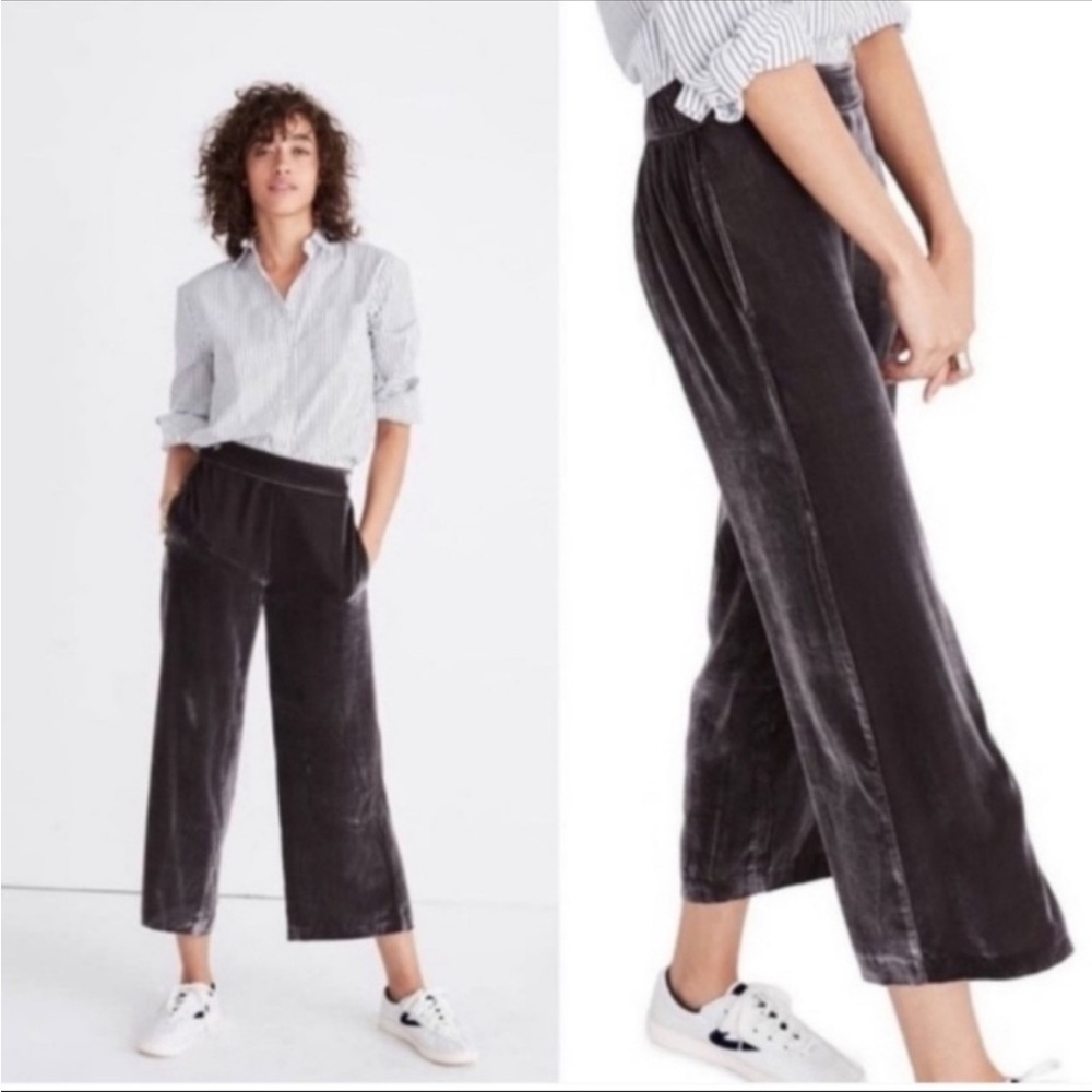 Madewell Velvet Wide Leg Cropped Pants
